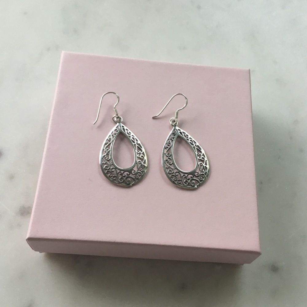 .925 Sterling Silver Filigree Earrings - Picture 2 of 16